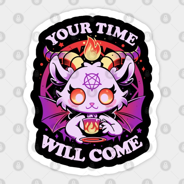 Teatime in Hell - Cute Baphomet Demon Sticker by Snouleaf